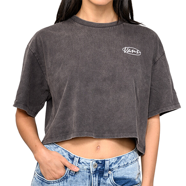Camiseta Script para mujer color gris
